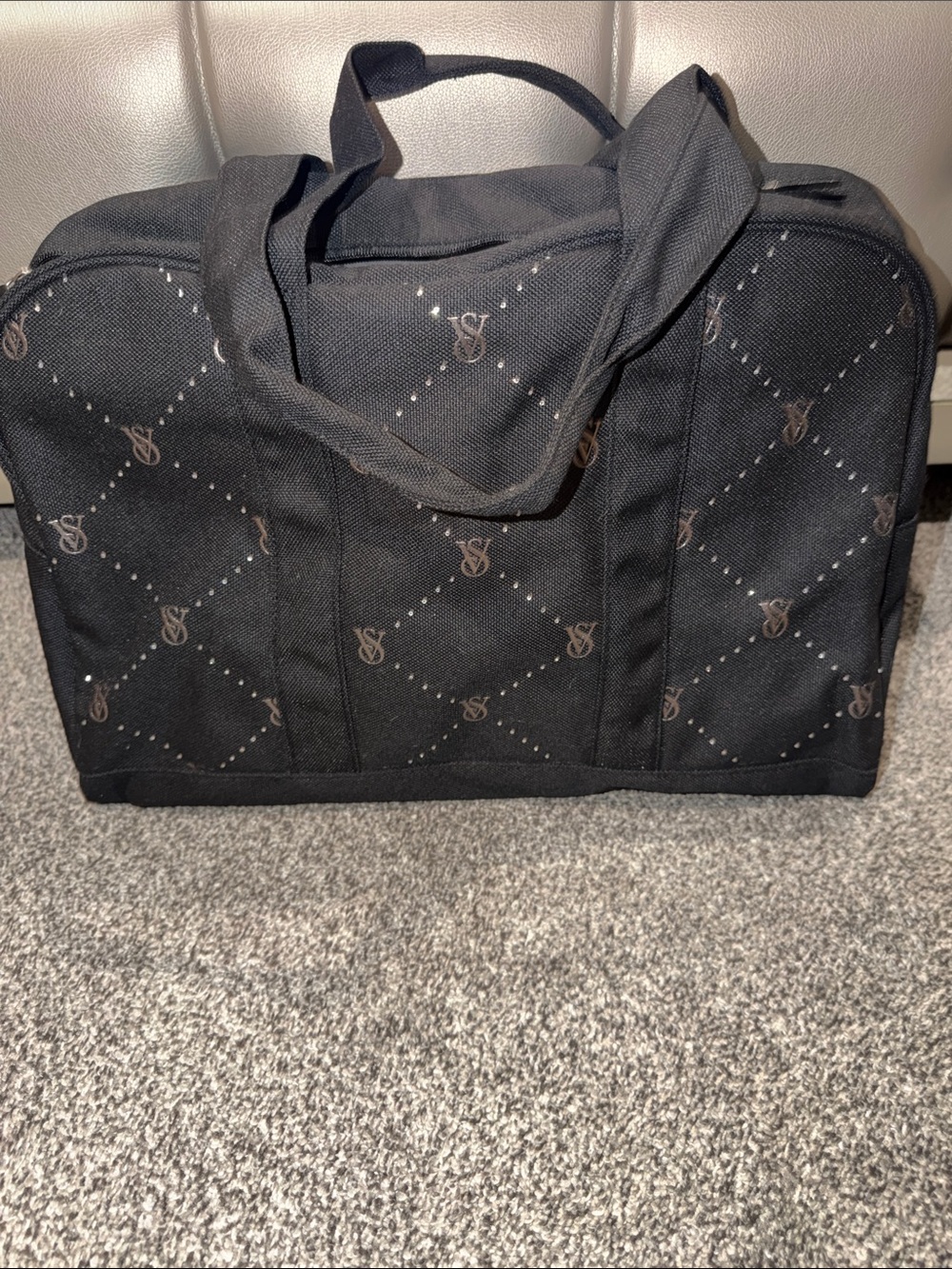 Victoria's Secret Black Quilted Travel Duffel